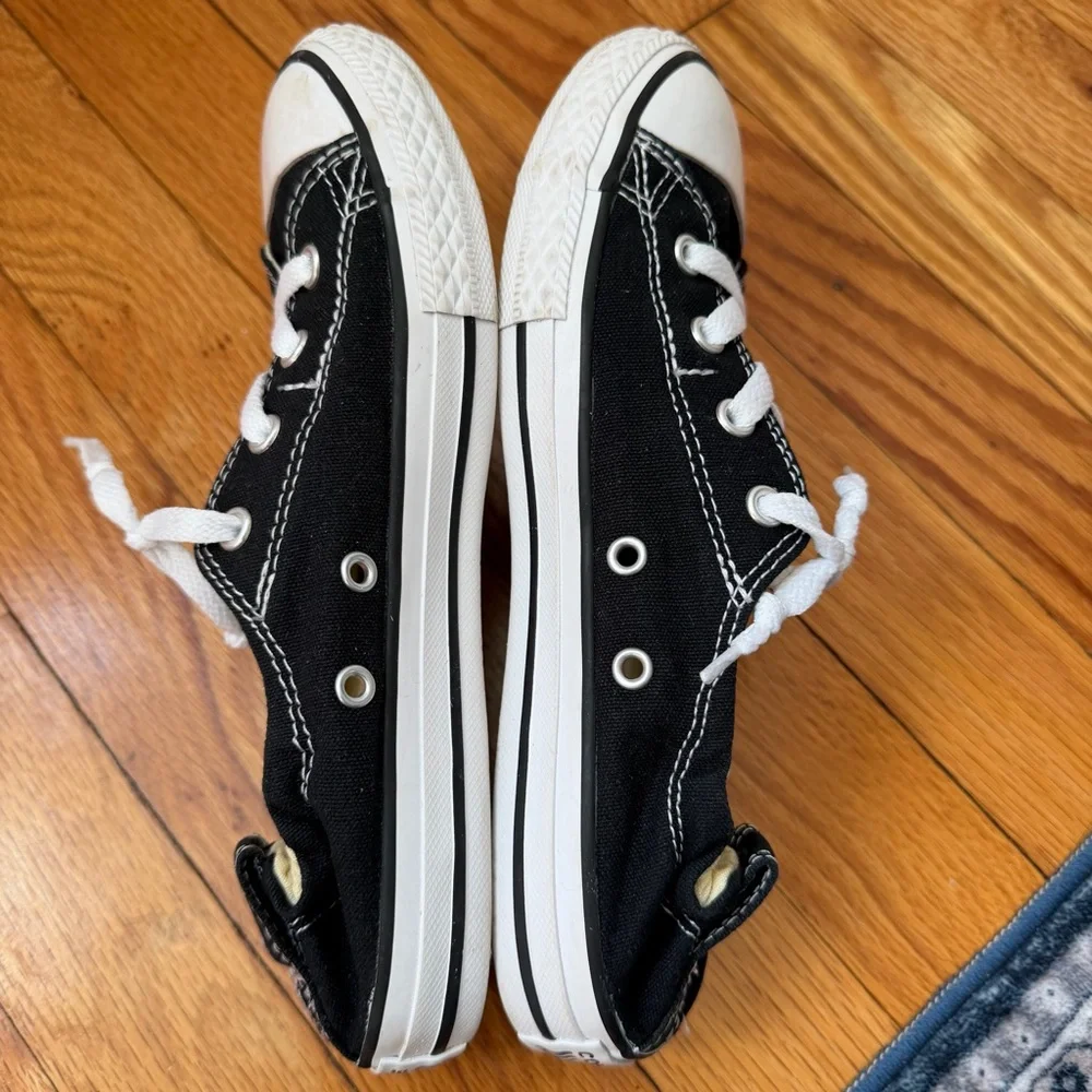Converse Kids Black Low-Top Slip On Canvas Sneakers Kids Size 4